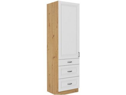 Kuchyňská skříňka Stilo WHAR - 60 DKS-210 3S 1F potravinová se šuplíky, bílá + Artisan