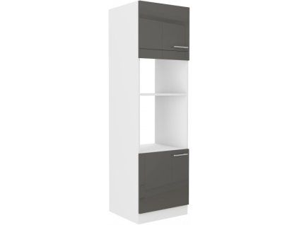 Kuchyňská skříňka Lara Grey - 60 DPM-210 2F sloupek se zabudovanou troubou a mikrovlnkou, dvířka