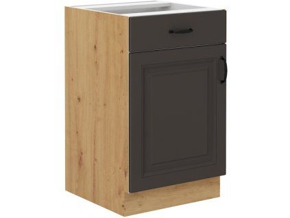 Kuchyňská skříňka Stilo GRAR - dolní 50 D 1F 1S dvířka + šuplík, grafit + Artisan