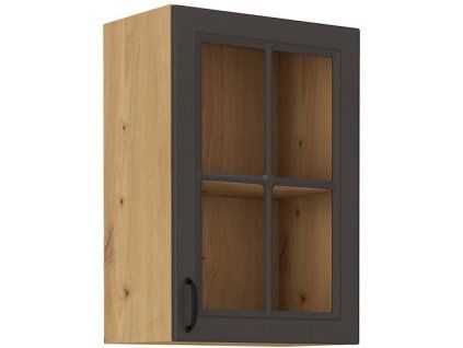 Kuchyňská skříňka Stilo GRAR - horní vitrína 40 GS-72 1F, grafit + Artisan