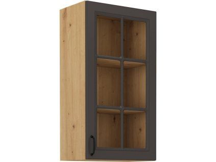 Kuchyňská skříňka Stilo GRAR - horní vitrína 40 GS-90 1F, grafit + Artisan