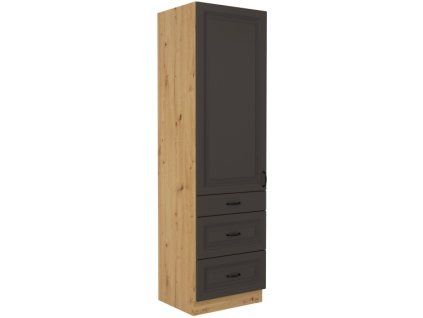 Kuchyňská skříňka Stilo GRAR - 60 DKS-210 3S 1F potravinová se šuplíky, grafit + Artisan