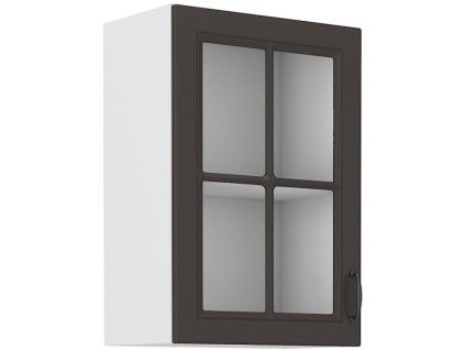 Kuchyňská skříňka Stilo GRWH - horní vitrína 40 GS-72 1F, grafit + bílá