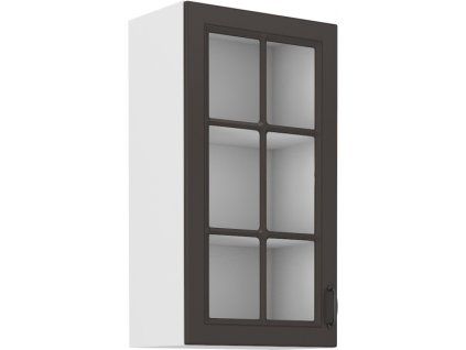 Kuchyňská skříňka Stilo GRWH - horní vitrína 40 GS-90 1F, grafit + bílá
