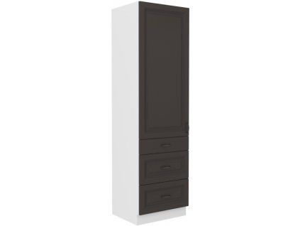 Kuchyňská skříňka Stilo GRWH - 60 DKS-210 3S 1F, potravinová se šuplíky, grafit + bílá