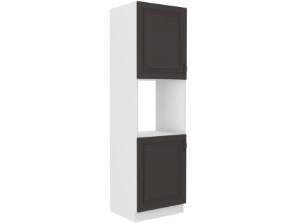 Kuchyňská skříňka Stilo GRWH - 60 DP-210 2F sloupek se zabudovanou troubou, dvířka, grafit + bílá