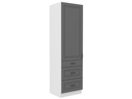 Kuchyňská skříňka Stilo DustGRWH - 60 DKS-210 3S 1F potravinová se šuplíky, Dust Grey + bílá