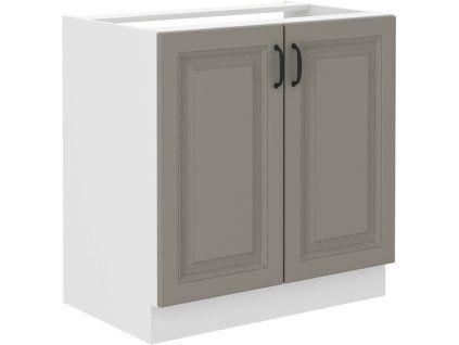 Kuchyňská skříňka Stilo ClayGRWH - dolní 80 ZL 2F dřezová, Clay Grey + bílá