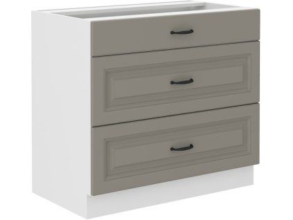 Kuchyňská skříňka Stilo ClayGRWH - dolní 80 D 3S šuplíková, Clay Grey + bílá