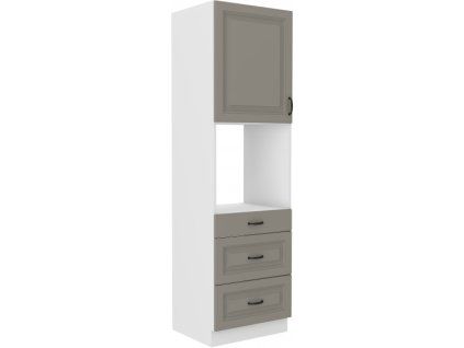 Kuchyňská skříňka Stilo ClayGRWH - 60 DPS-210 3S 1F sloupek se zabudovanou troubou, šuplíkový, Clay Grey + bílá