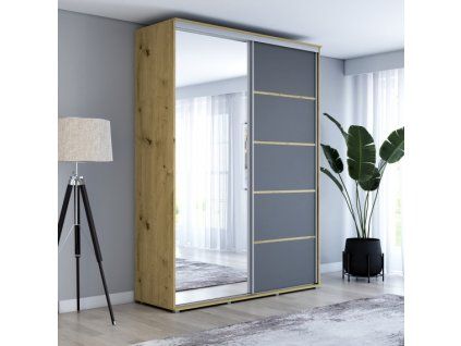 Šatní skříň Majda 1 Alu - šířka 130 cm, výška 242 cm