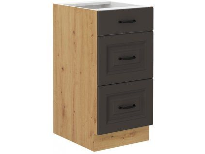 Kuchyňská skříňka Stilo GRAR - dolní 40 D 3S šuplíková, grafit + Artisan