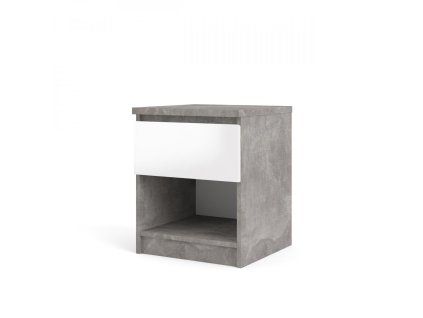 Noční stolek Simplicity 238 beton/bílý lesk