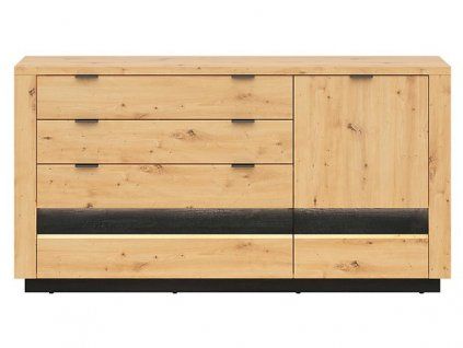OSTIA komoda KOM1D4S dub artisan/černý lesk