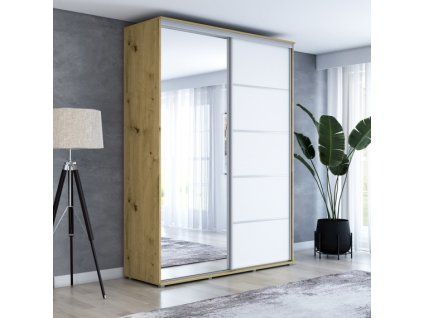 Šatní skříň Zuza 1 Alu - šířka 150 cm, hloubka 45 cm, výška 242 cm