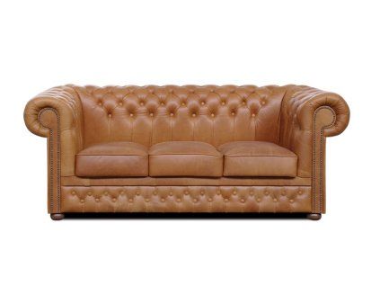 Pohovka Chesterfield Lord 3 kůže koňak