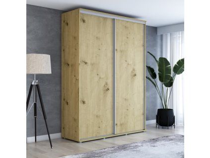 Šatní skříň Baryla šířka 140 cm, výška 220 cm, hloubka 61 cm
