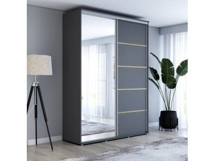 Šatní skříň Baryla 1 Alu šířka 120 cm, výška 220 cm, hloubka 61 cm