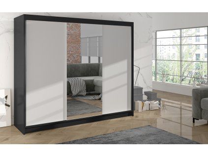 Skříň Debora I 200 -cm  černá/bílá, výška 215 cm, hloubka 58 cm