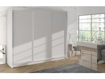 Skříň Debora II 200 cm - bílá, výška 215, hloubka 58 cm