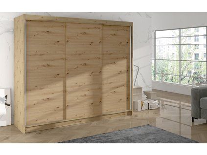 Skříň Debora II 200 cm - dub artisan, výška 215 cm, hloubka 58 cm