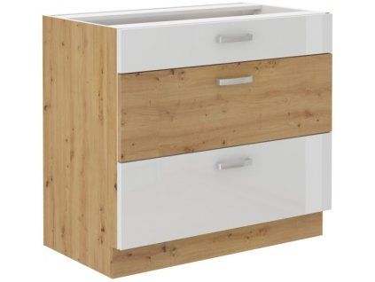 Kuchyňská skříňka Artisan bílý lesk - dolní 80 D 3S šuplíková PREMIUM BOX