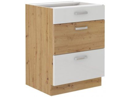 Kuchyňská skříňka Artisan bílý lesk - dolní 60 D 3S šuplíková PREMIUM BOX