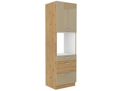 Kuchyňská skříňka Artisan cappucino lesk - 60 DPS-210 3S 1F sloupek se zabudovanou troubou, šuplíkový PREMIUM BOX