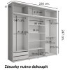 Šatní skříň Lago s nástavcem šířka 230 cm, hloubka 61 cm, výška 247 cm