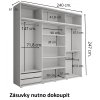 Šatní skříň Lago s nástavcem, šířka 240 cm, hloubka 61 cm, výška 247 cm