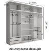 Šatní skříň Lago 1 s nástavcem, se zrcadlem, šířka 210 cm, hloubka 61 cm, výška 247 cm