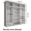Šatní skříň Lago 1 s nástavcem a se zrcadlem, šířka 240 cm, hloubka 61 cm, výška 247 cm