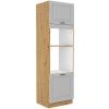 Kuchyňská skříňka Stilo WHAR - 60 DPM-210 2F sloupek se zabudovanou troubou a mikrovlnkou, dvířka, bílá + Artisan