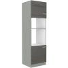 Kuchyňská skříňka Grey - 60 DPM-210 2F sloupek se zabudovanou troubou a mikrovlnkou, dvířka
