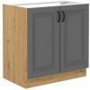 Kuchyňská skříňka Stilo DustGRAR - dolní 80 ZL 2F dřezová, Dust Grey + Artisan