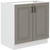 Kuchyňská skříňka Stilo ClayGRWH - dolní 80 ZL 2F dřezová, Clay Grey + bílá