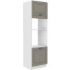 Kuchyňská skříňka Stilo ClayGRWH - 60 DPM-210 2F sloupek se zabudovanou troubou a mikrovlnkou, dvířka, Clay Grey + bílá