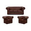Sedací souprava Chesterfield Lord 3+1+1 kůže hnědá